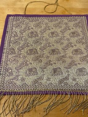 Silk Embroidered Elephant Bird Motif Wall Hanging